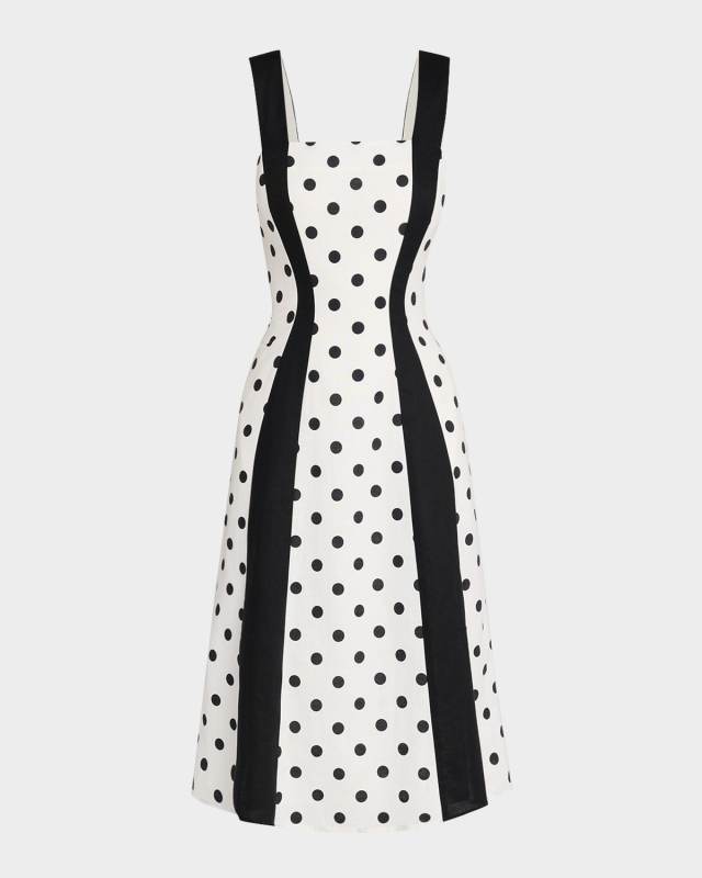 Sloane Polka Dot Colorblock Midi Dress